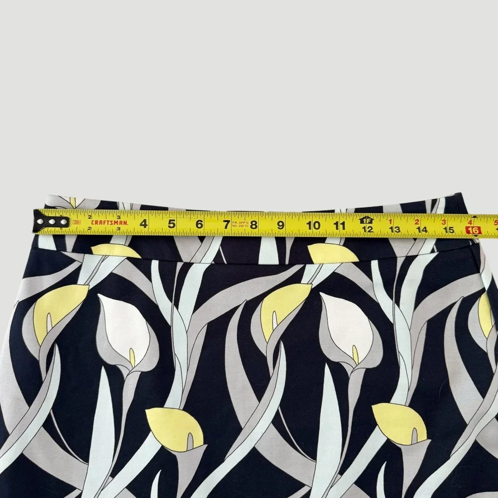 Ann Taylor Factory Navy‎ Calla Lily Floral Pencil Skirt Size 6 8 Mod Career Bold